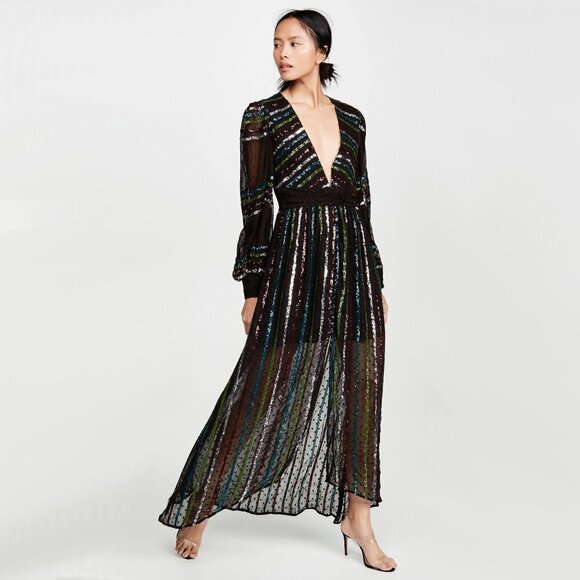 NWT Rococo Sand black sequin polka dot maxi dress - Picture 1 of 10
